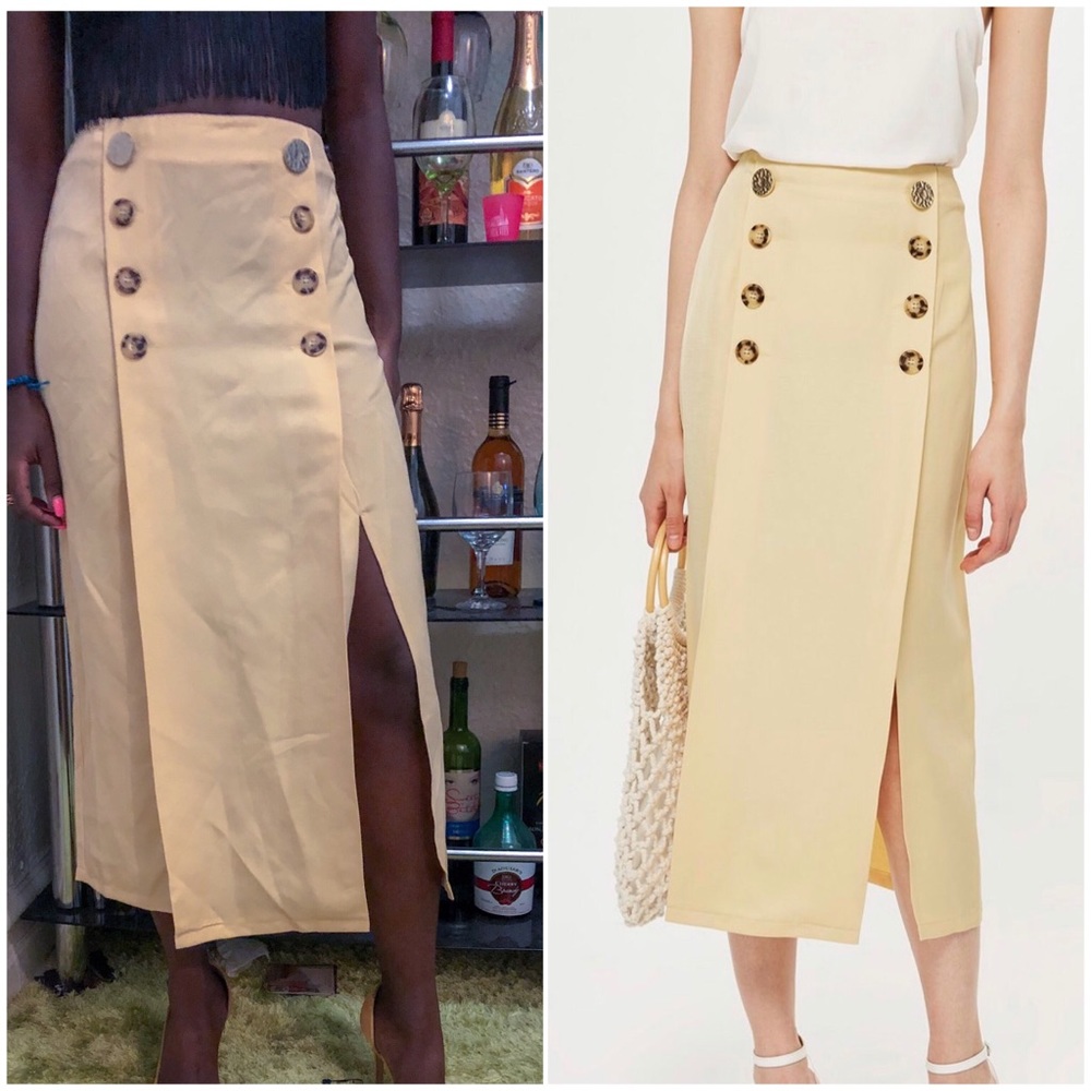 Double slit button skirt